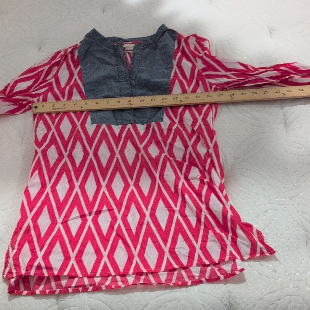 J. Crew Women's Pink and White Blouse Size XS